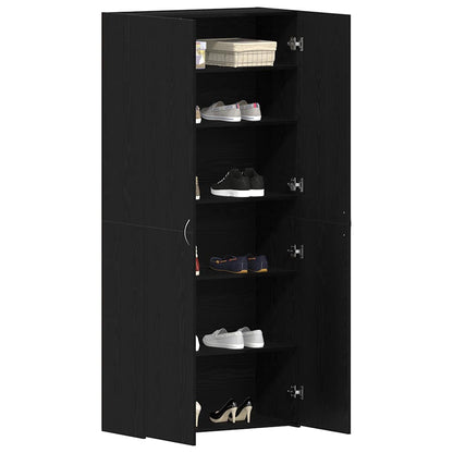 Shoe Cabinet with Door Black 80 x 35.5 x 180 cm Engineered wood