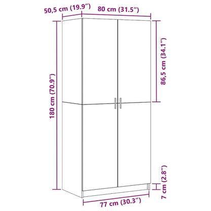 Wardrobe with Storage Black 80 x 51 x 180 cm Engineered wood