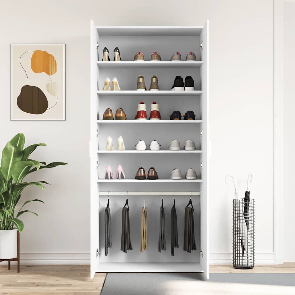 Shoe Cabinet with Door White 80 x 39 x 180 cm Engineered wood