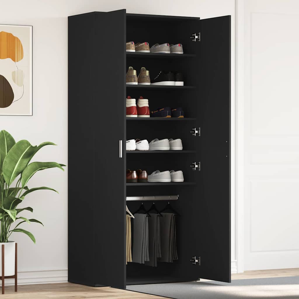 Shoe Cabinet with Door Black 80 x 39 x 180 cm Engineered wood