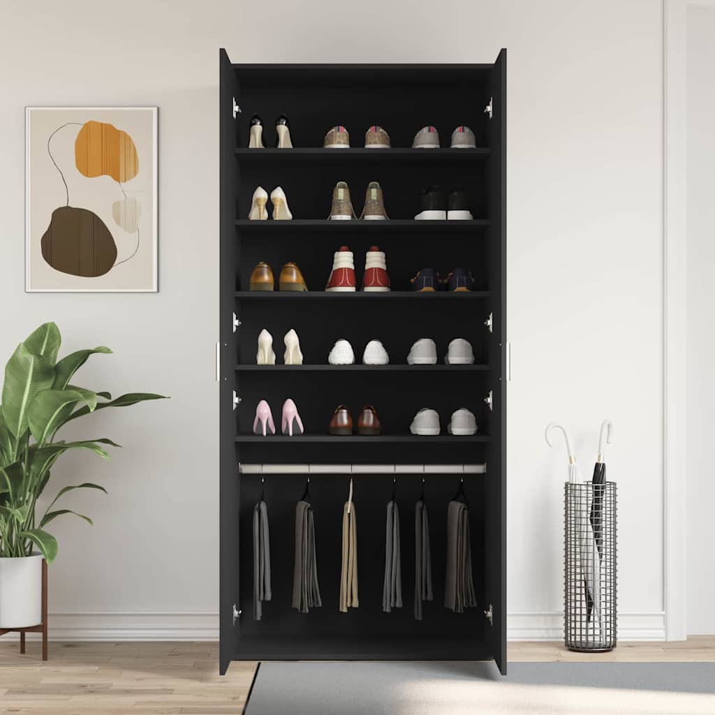 Shoe Cabinet with Door Black 80 x 39 x 180 cm Engineered wood