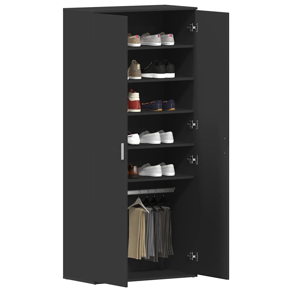 Shoe Cabinet with Door Black 80 x 39 x 180 cm Engineered wood