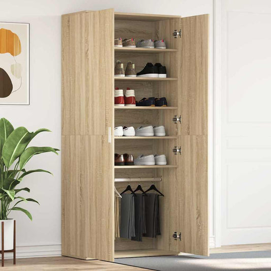 Shoe Cabinet with Door Brown 80 x 39 x 180 cm Engineered wood