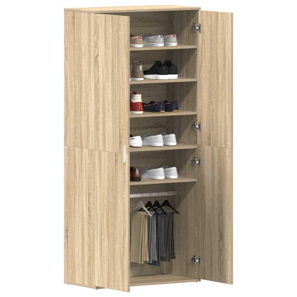 Shoe Cabinet with Door Brown 80 x 39 x 180 cm Engineered wood