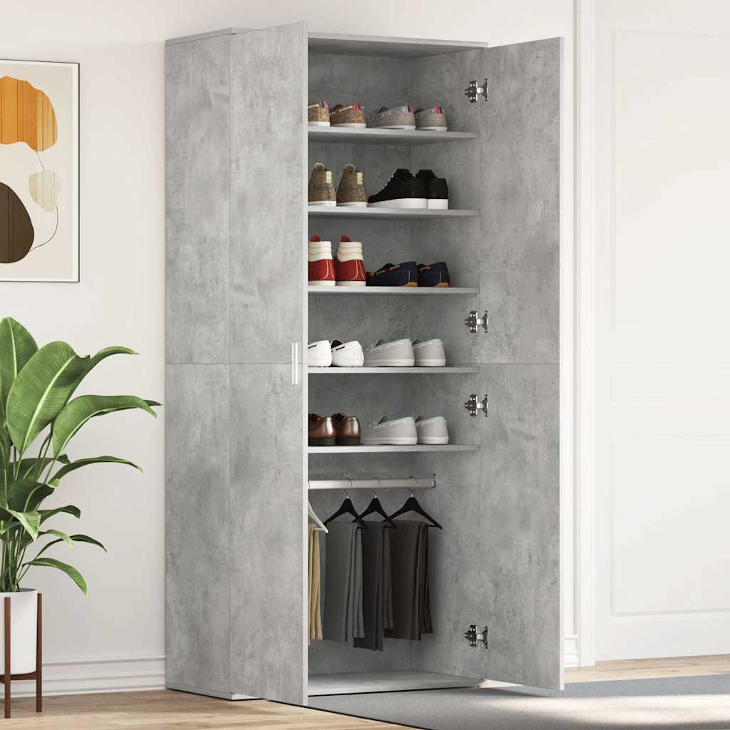 Shoe Cabinet with Door Grey 80 x 39 x 180 cm Engineered wood