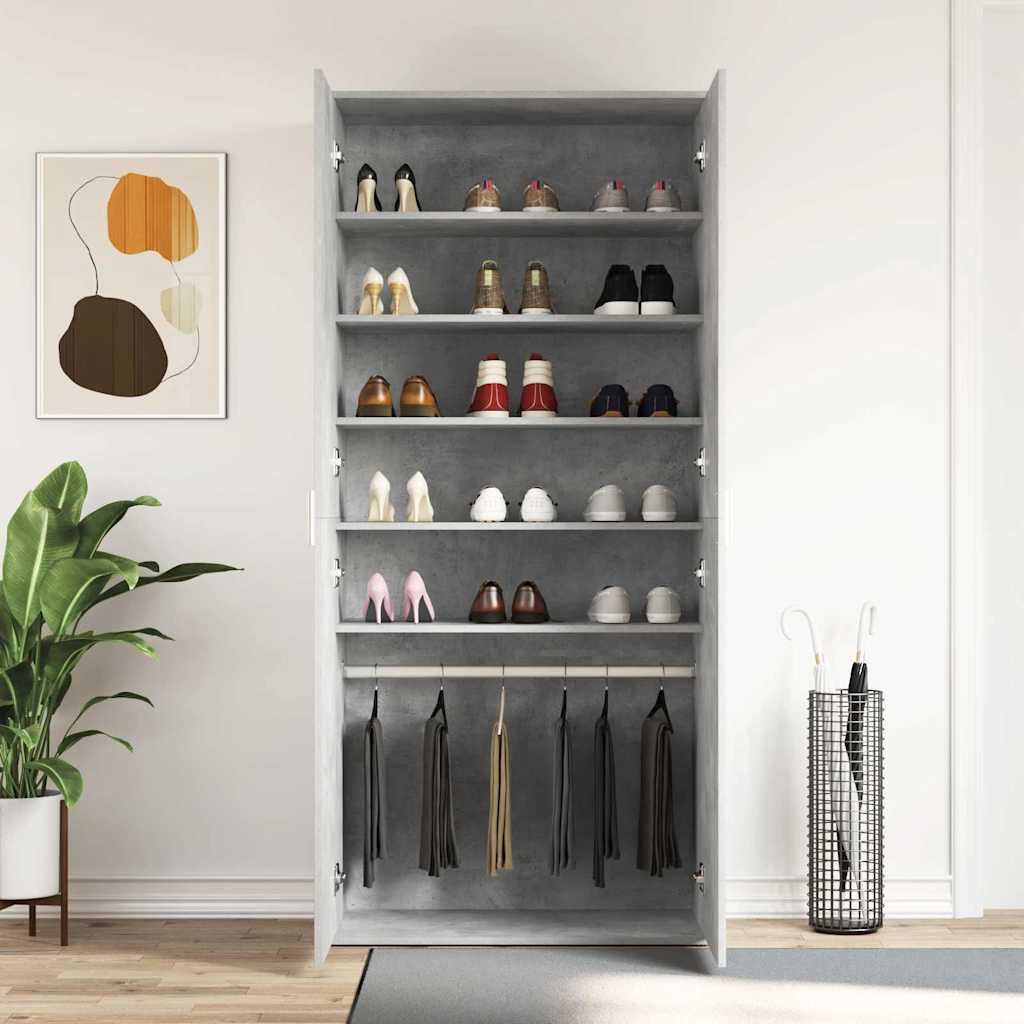 Shoe Cabinet with Door Grey 80 x 39 x 180 cm Engineered wood