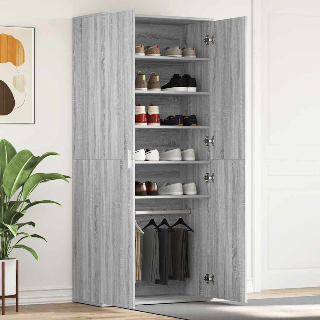 Shoe Cabinet with Door Grey 80 x 39 x 180 cm Engineered wood