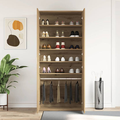 Shoe Cabinet with Door Brown 80 x 39 x 180 cm Engineered wood