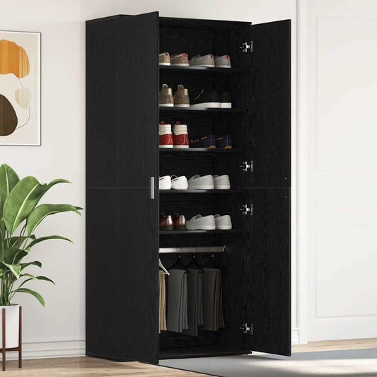 Shoe Cabinet with Door Black 80 x 39 x 180 cm Engineered wood