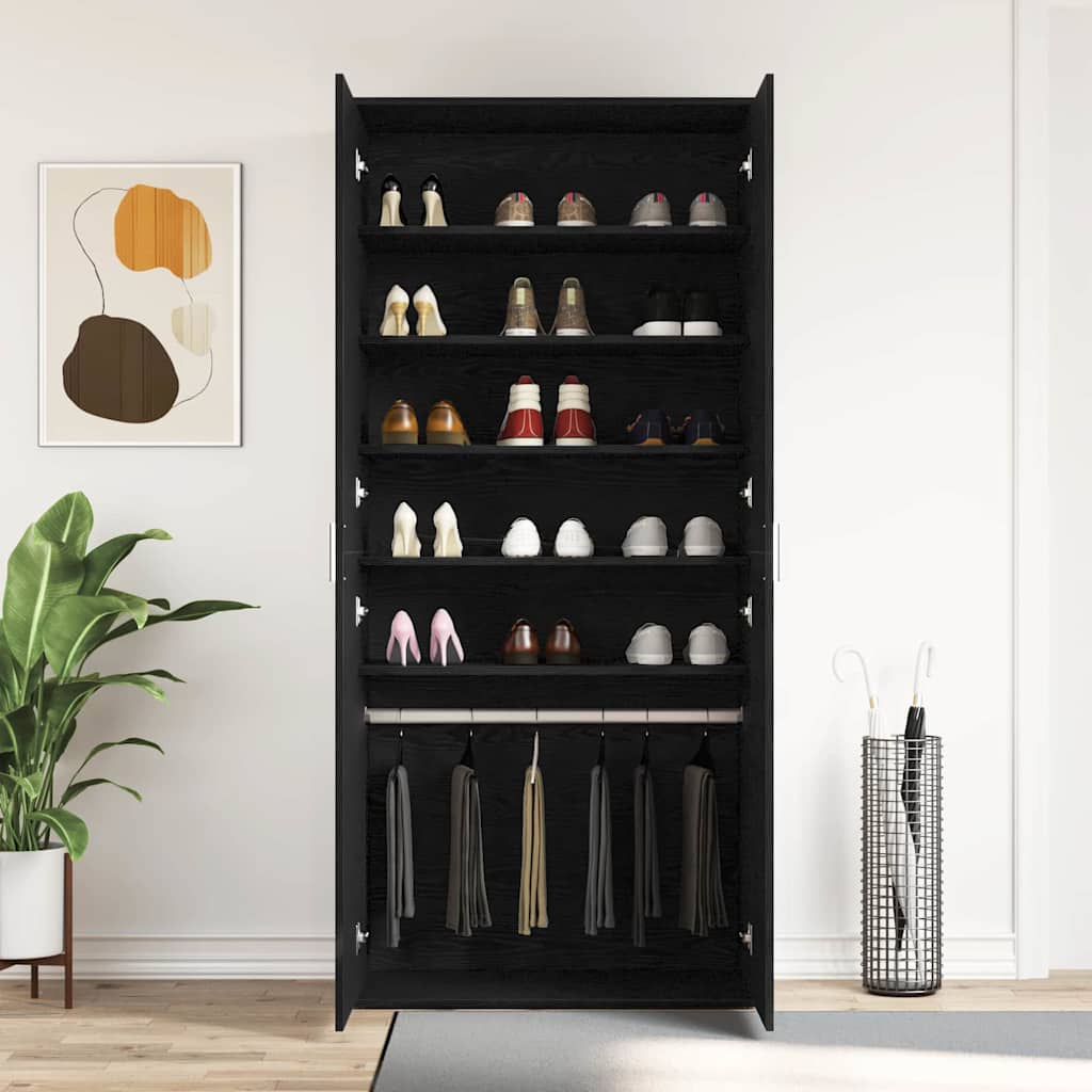 Shoe Cabinet with Door Black 80 x 39 x 180 cm Engineered wood