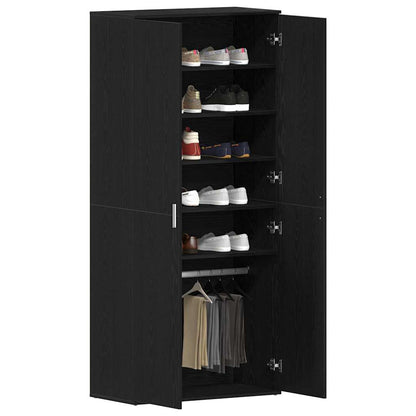 Shoe Cabinet with Door Black 80 x 39 x 180 cm Engineered wood