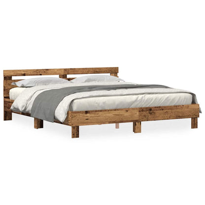 Bed Frame with Headboard Old wood 200 x 200 cm Engineered wood