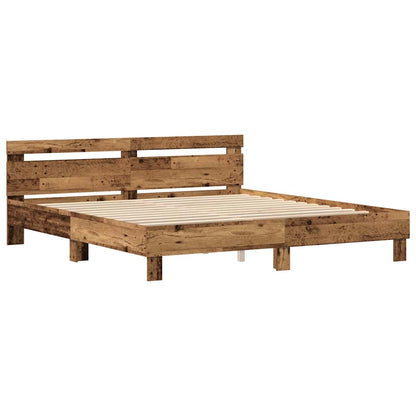 Bed Frame with Headboard Old wood 200 x 200 cm Engineered wood