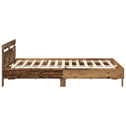 Bed Frame with Headboard Old wood 200 x 200 cm Engineered wood