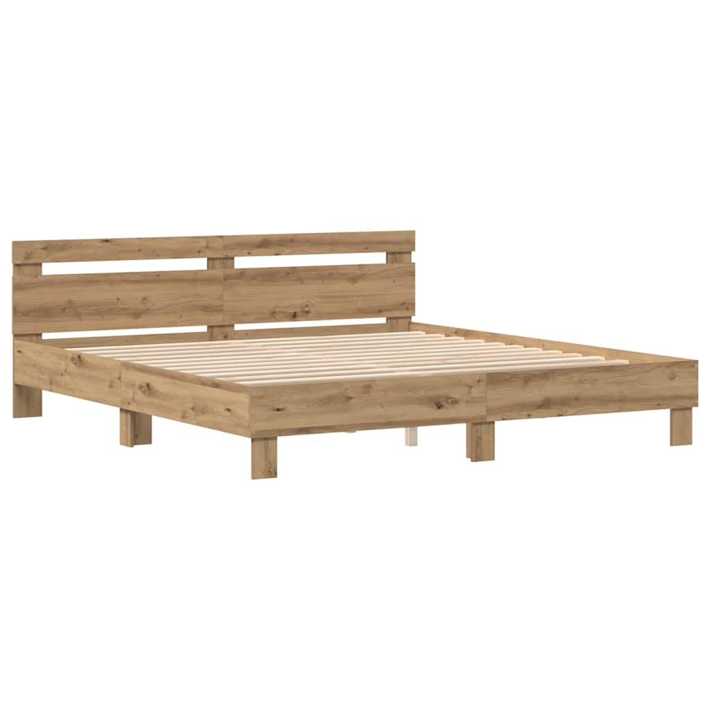 Bed Frame Artisan oak 200 x 200 cm Engineered wood