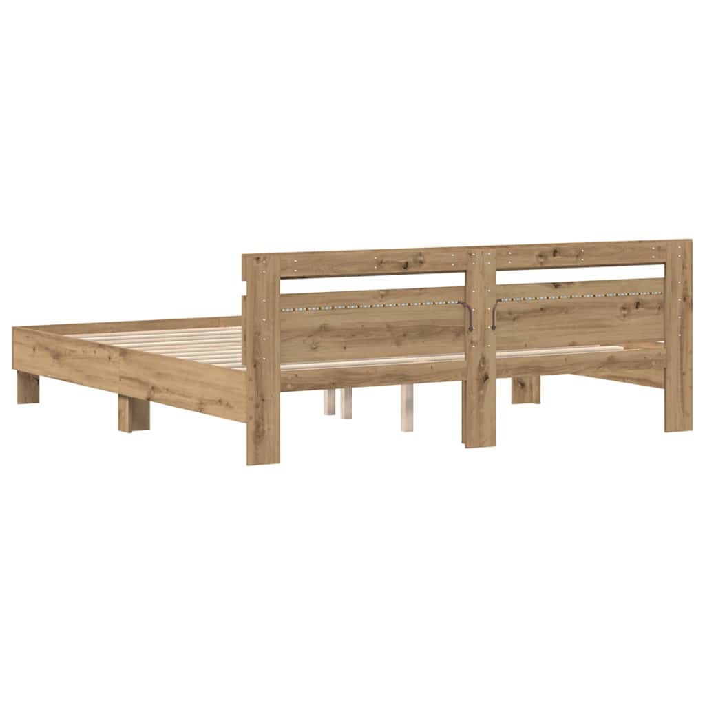 Bed Frame Artisan oak 200 x 200 cm Engineered wood