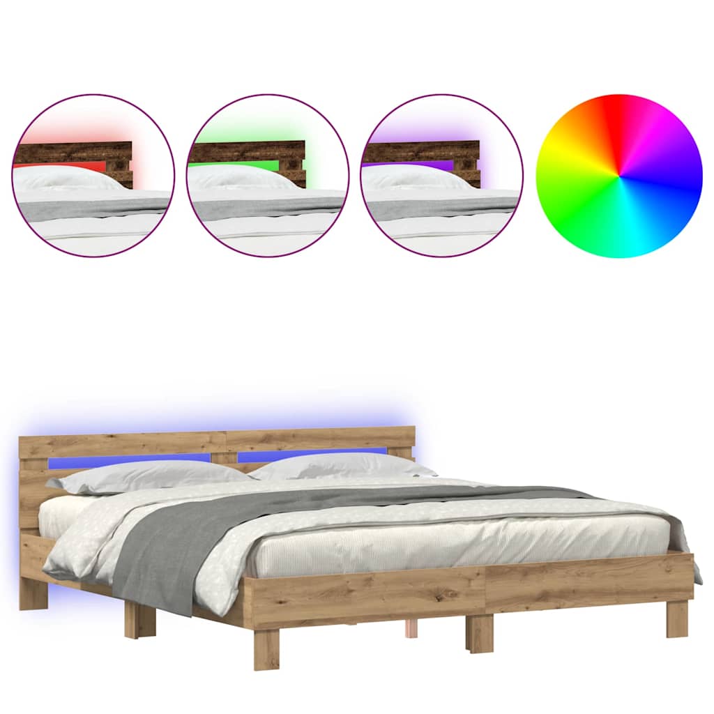 Bed Frame Artisan oak 200 x 200 cm Engineered wood