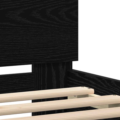 Bed Frame with Headboard Black oak 150 x 200 cm Engineered wood