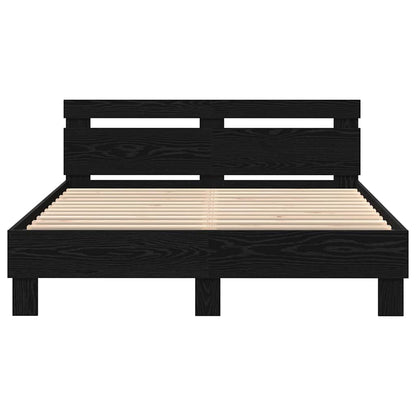 Bed Frame with Headboard Black oak 150 x 200 cm Engineered wood