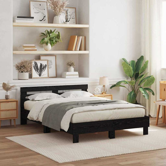 Bed Frame with Headboard Black oak 140 x 200 cm Engineered wood