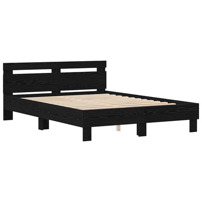 Bed Frame with Headboard Black oak 140 x 200 cm Engineered wood