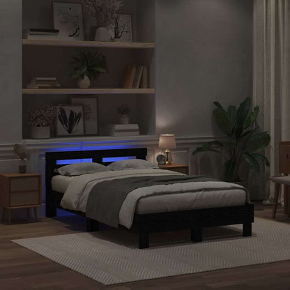 Bed Frame with Headboard Black oak 120 x 200 cm Engineered wood