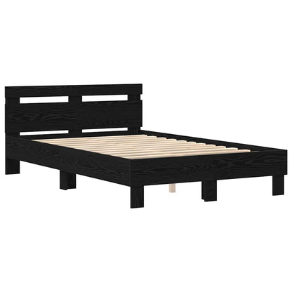 Bed Frame with Headboard Black oak 120 x 200 cm Engineered wood