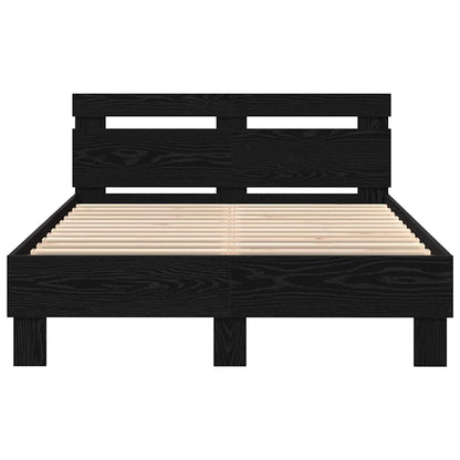 Bed Frame with Headboard Black oak 120 x 200 cm Engineered wood
