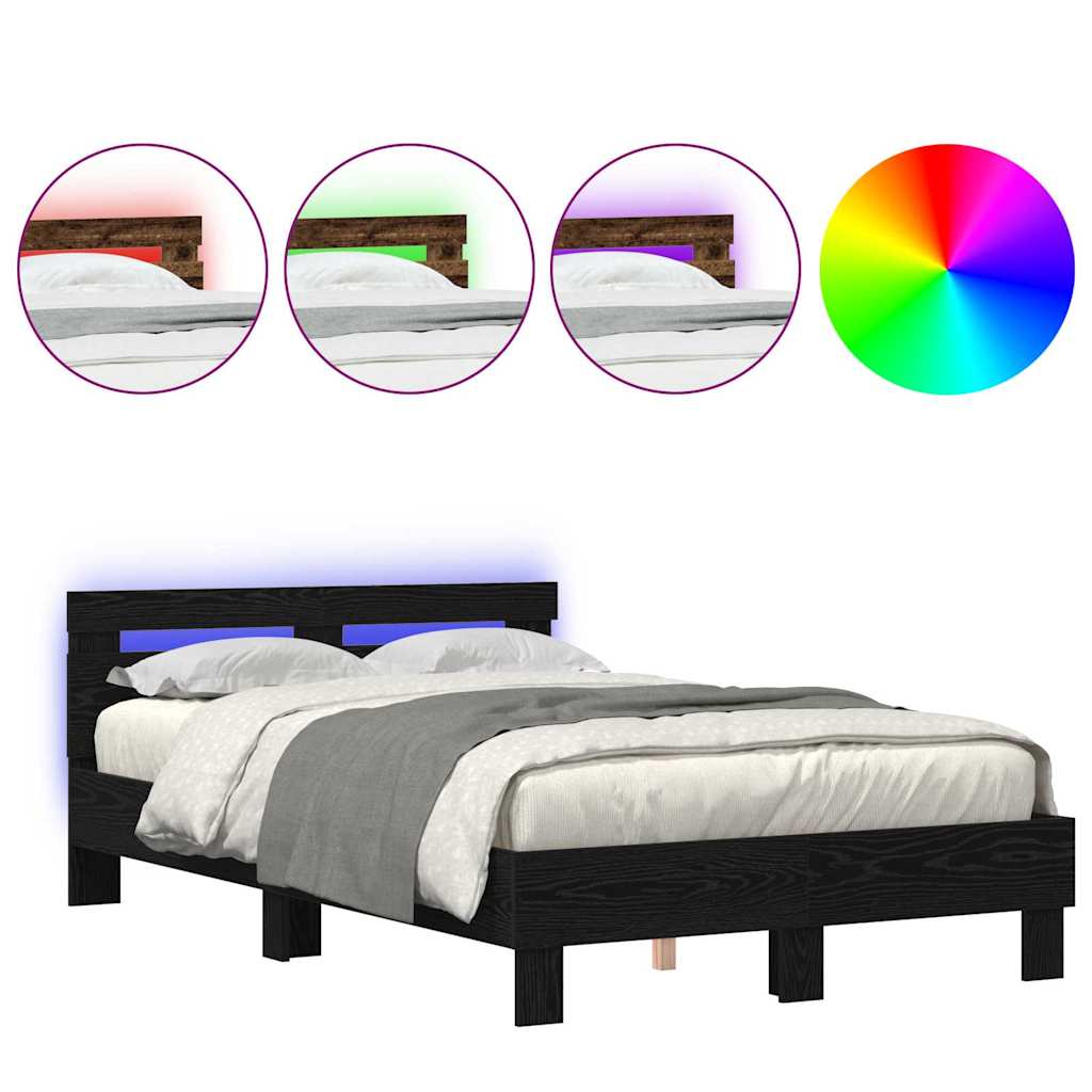 Bed Frame with Headboard Black oak 120 x 200 cm Engineered wood