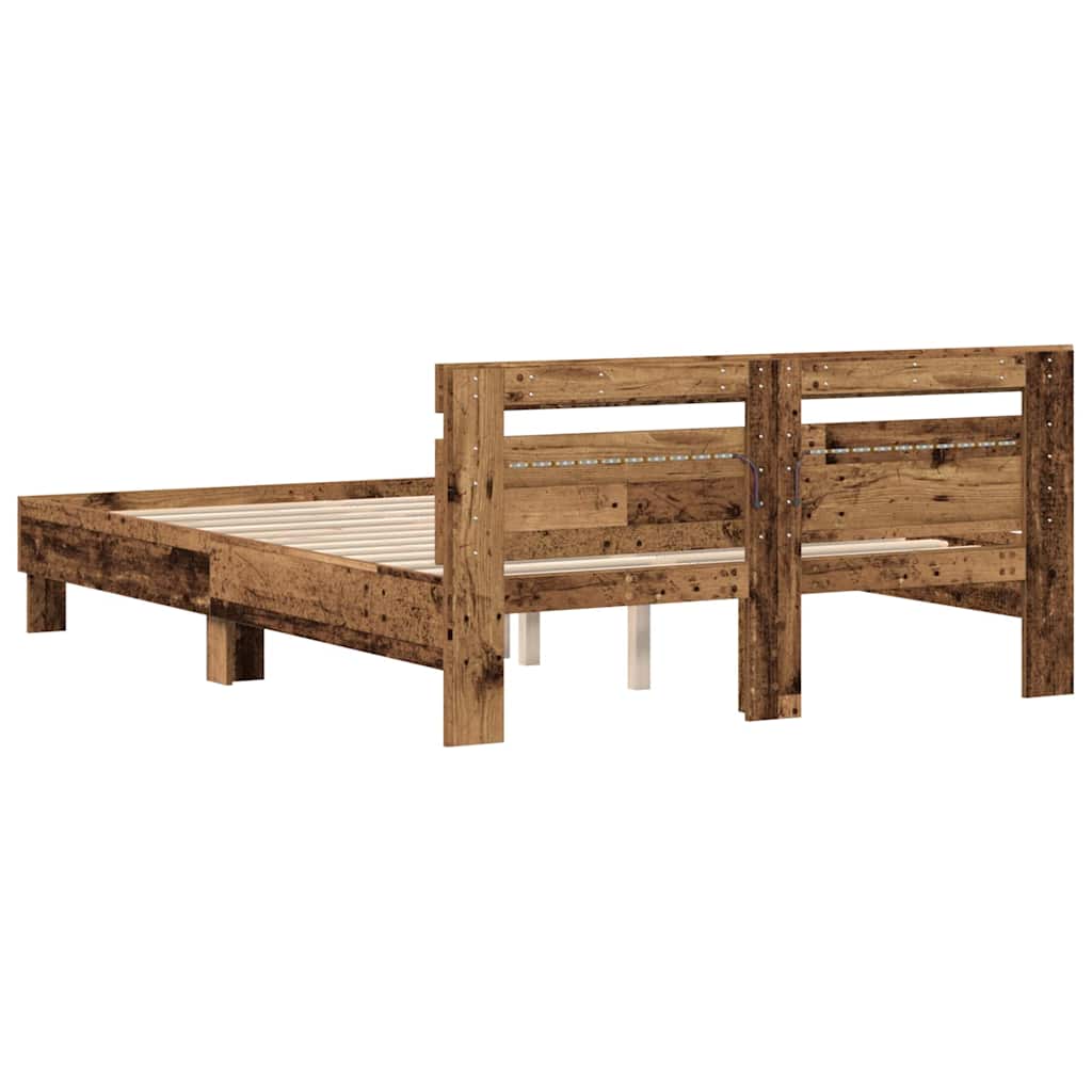 Bed Frame with Headboard Old wood 140 x 190 cm Engineered wood