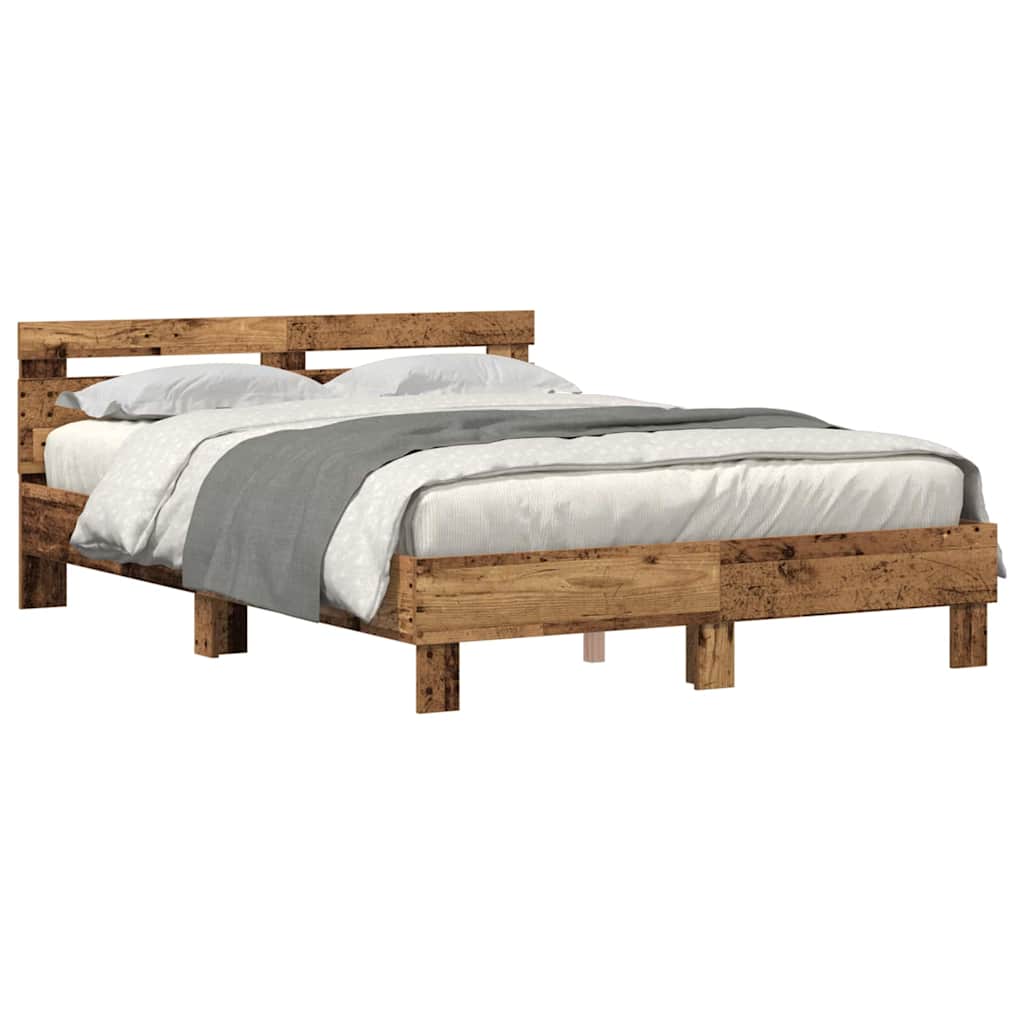 Bed Frame with Headboard Old wood 140 x 190 cm Engineered wood