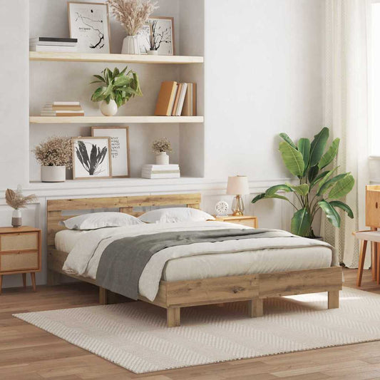 Bed Frame Artisan oak 140 x 190 cm Engineered wood