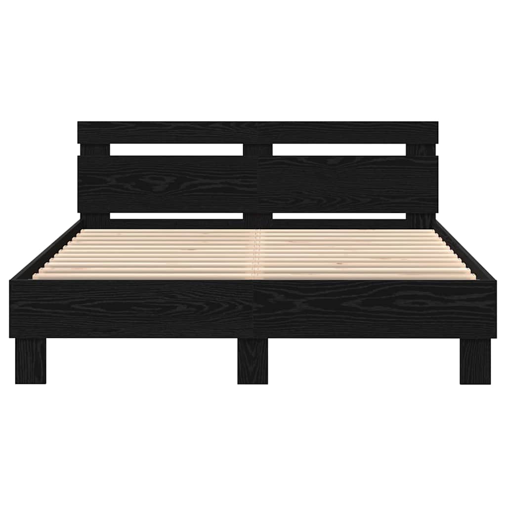 Bed Frame with Headboard Black oak 140 x 190 cm Engineered wood
