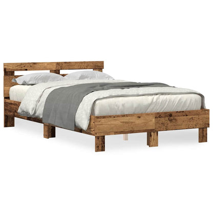 Bed Frame with Headboard Old wood 135 x 190 cm Engineered wood
