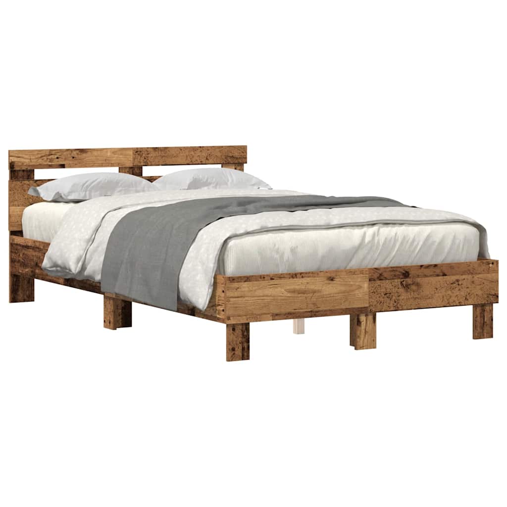Bed Frame with Headboard Old wood 135 x 190 cm Engineered wood