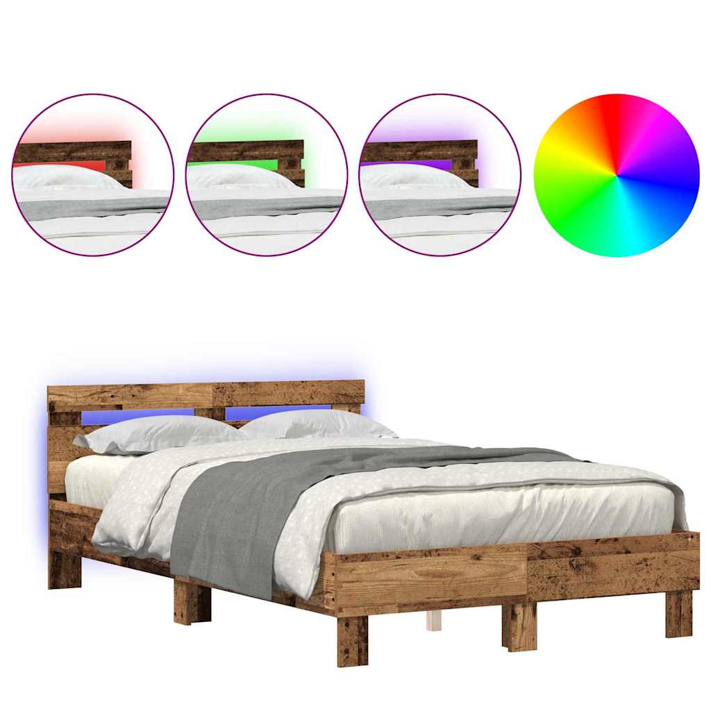 Bed Frame with Headboard Old wood 120 x 190 cm Engineered wood