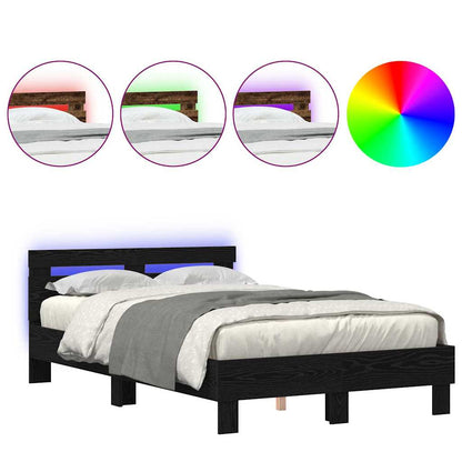 Bed Frame with Headboard Black oak 120 x 190 cm Engineered wood