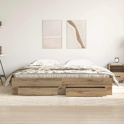 Bed Frame with Drawer Artisan Oak 180 x 200 cm Engineered Wood