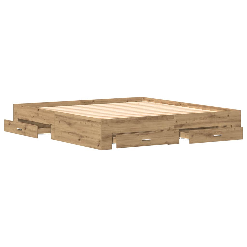 Bed Frame with Drawer Artisan Oak 180 x 200 cm Engineered Wood