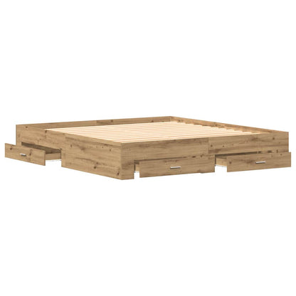 Bed Frame with Drawer Artisan Oak 180 x 200 cm Engineered Wood