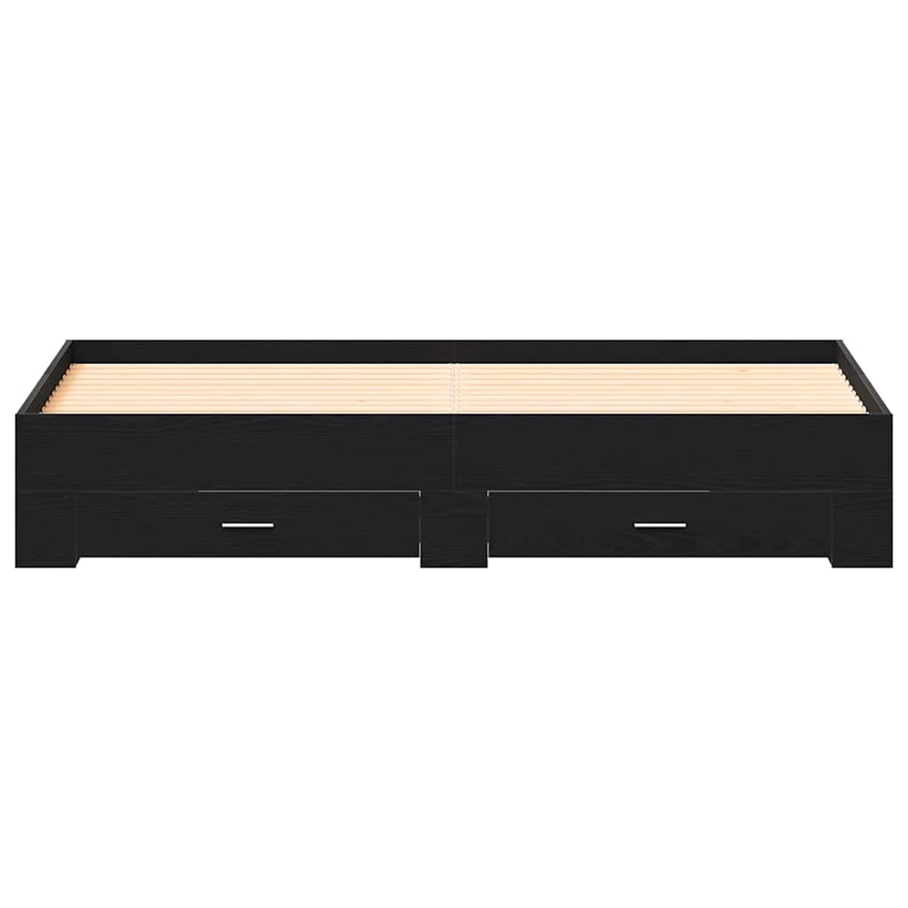 Bed Frame with Drawer Black Oak 180 x 200 cm Engineered Wood