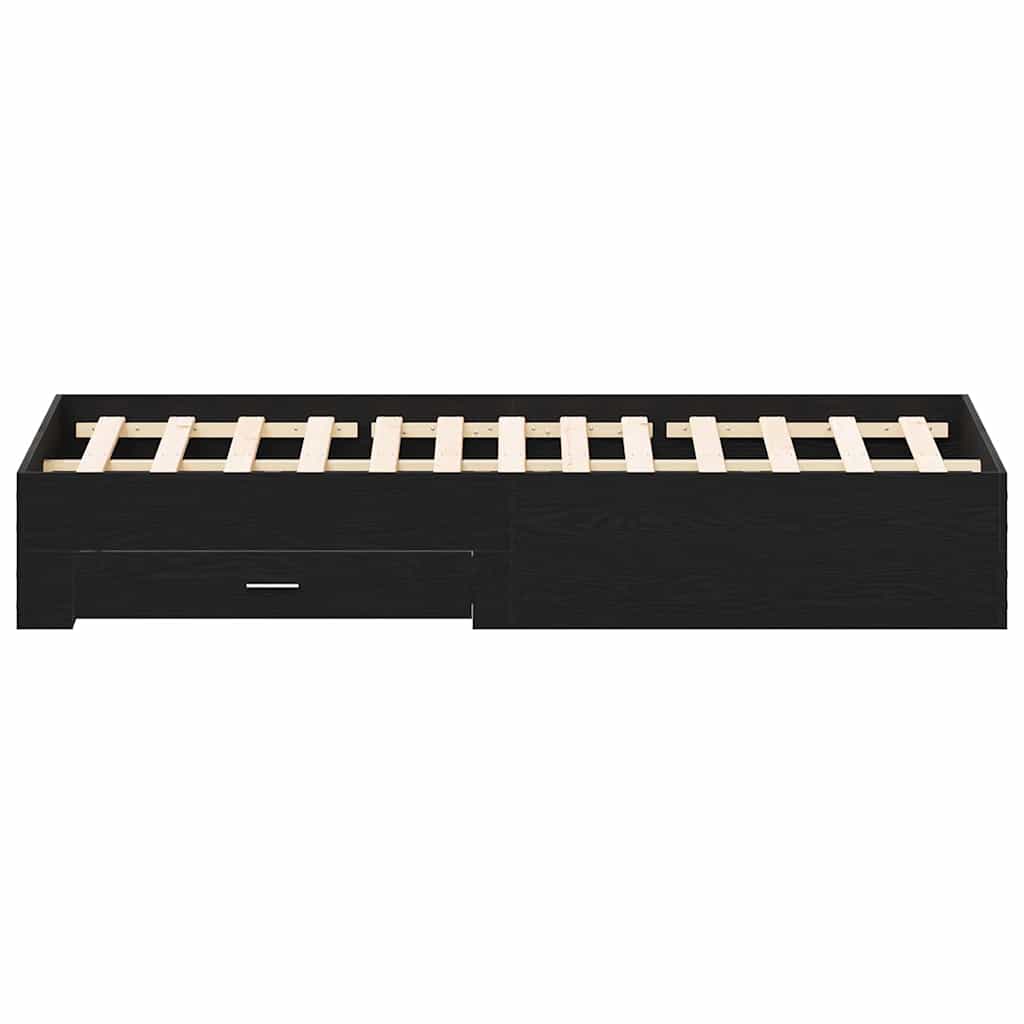 Bed Frame with Drawer Black Oak 180 x 200 cm Engineered Wood