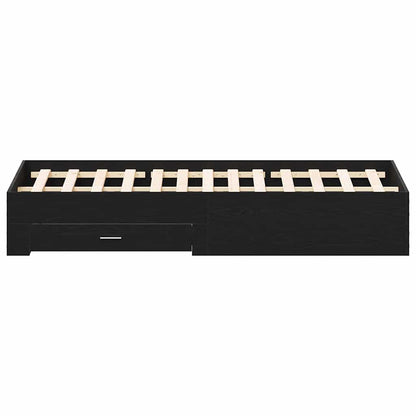 Bed Frame with Drawer Black Oak 180 x 200 cm Engineered Wood