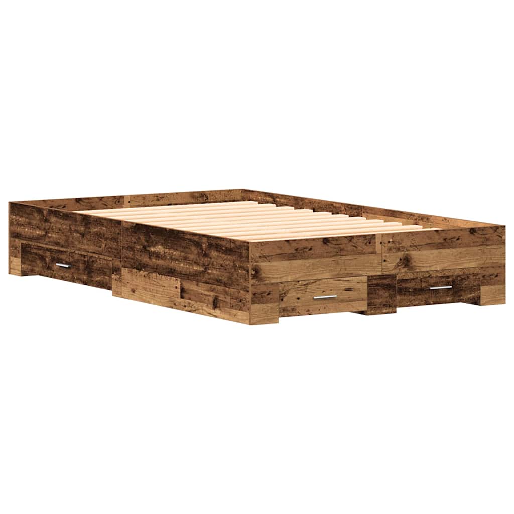 Bed Frame with Drawer Old Wood 120 x 200 cm Engineered Wood