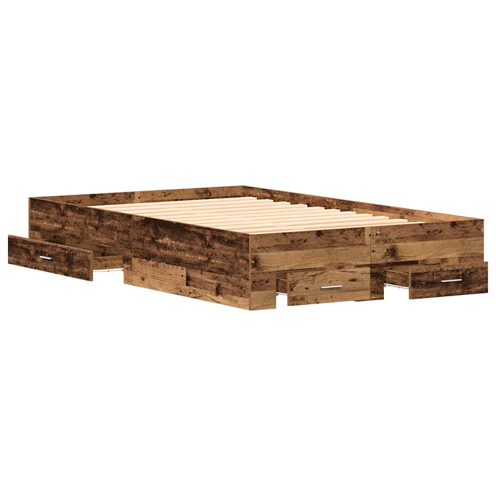 Bed Frame with Drawer Old Wood 120 x 200 cm Engineered Wood