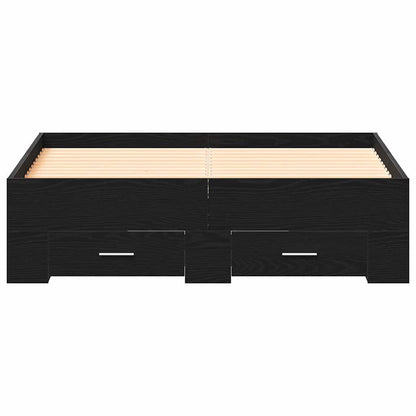 Bed Frame with Drawer Black Oak 120 x 200 cm Engineered Wood