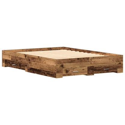 Bed Frame with Drawer Old Wood 140 x 190 cm Engineered Wood