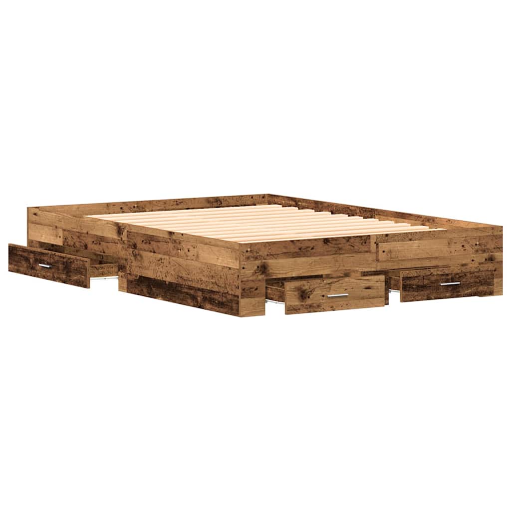Bed Frame with Drawer Old Wood 135 x 190 cm Engineered Wood