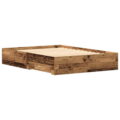 Bed Frame with Drawer Old Wood 135 x 190 cm Engineered Wood