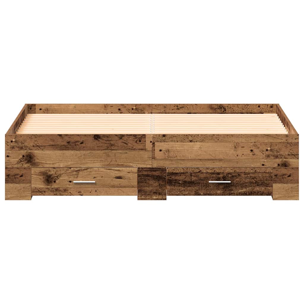 Bed Frame with Drawer Old Wood 135 x 190 cm Engineered Wood